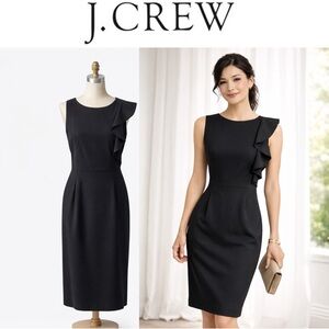 J. Crew Year-Round Wool Ruffle Front Sheath Dress Size 6